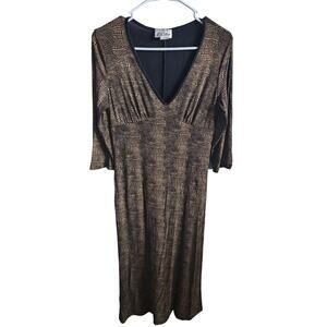 Vintage 1990s es.se Womens Sz M Long Sleeve Slinky Maxi Dress Snakeskin Print